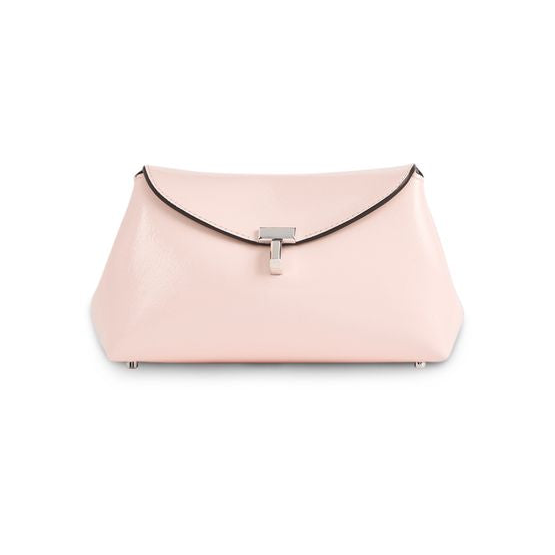Toteme Mini T-Lock naplack leather pouch — Flamingo