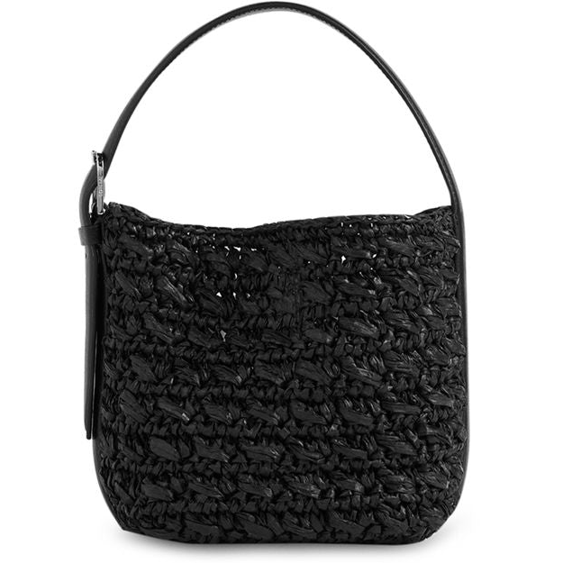 Toteme Small Belted paper raffia tote bag — Black