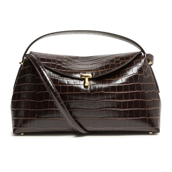 Toteme T-Lock top handle bag — Dark Brown