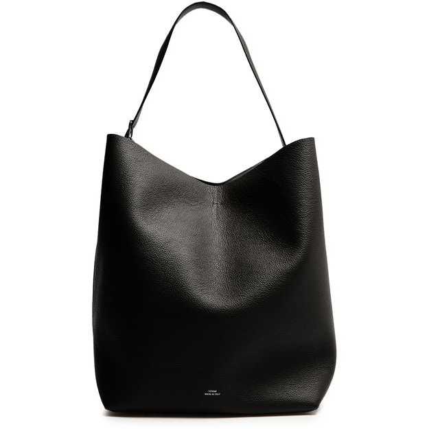 Toteme Belted grained-leather tote black — Black