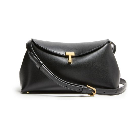Toteme T-Lock leather clutch — Black
