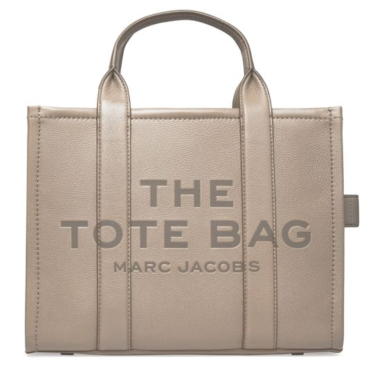 Marc Jacobs The Leather Medium Tote Bag — Cement