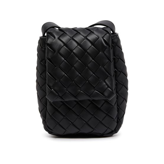 Bottega Veneta Mini Vertical Cobble crossbody Bag — Black / Silver