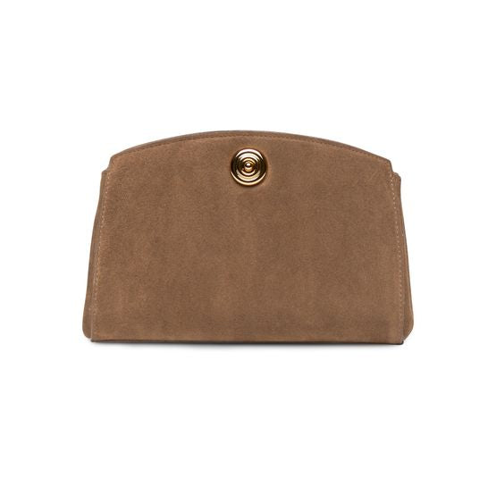 Liffner Pushlock clutch in suede — Cow Suede Light Brown