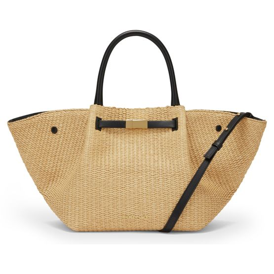 DeMellier The Midi New York handbag — Raffia Smooth Warm/Black