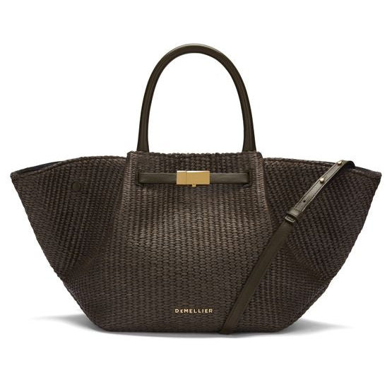 DeMellier The Midi New York handbag — Espresso Raffia, Espresso Trims