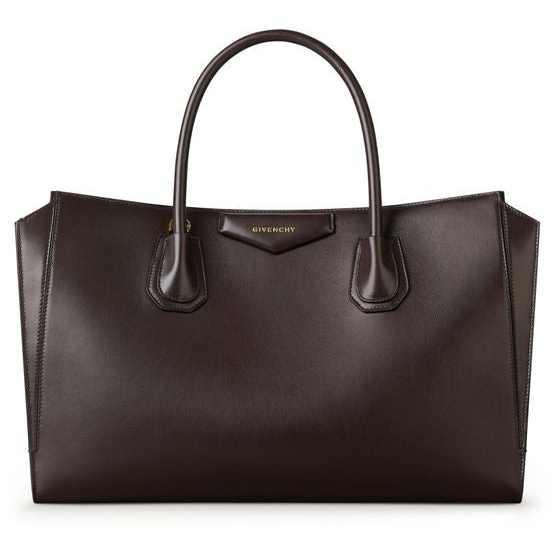 Givenchy Medium Antigona Catchall Bag in shiny grained leather — 206-Chocolate