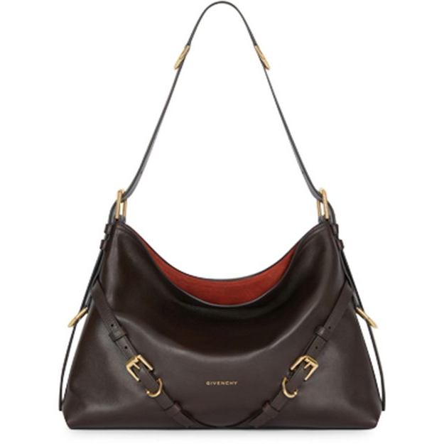 Givenchy Voyou medium shiny leather bag — 206-Chocolate