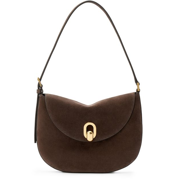 Savette Small suede Tondo hobo bag — Coffee