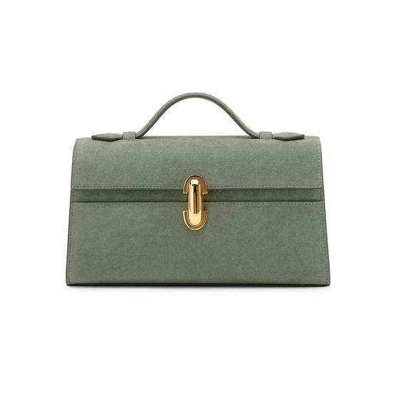 Savette Symmetry suede clutch bag — Cactus
