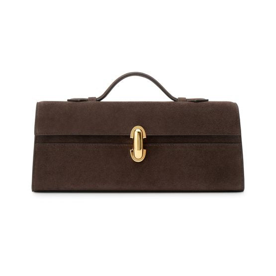 Savette Symmetry slim suede clutch bag — Coffee