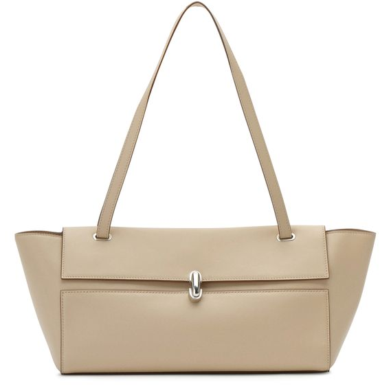 Savette Smooth calfskin Trapeze shoulder bag — bone