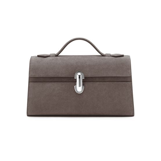 Savette Symmetry suede clutch bag — Smoke