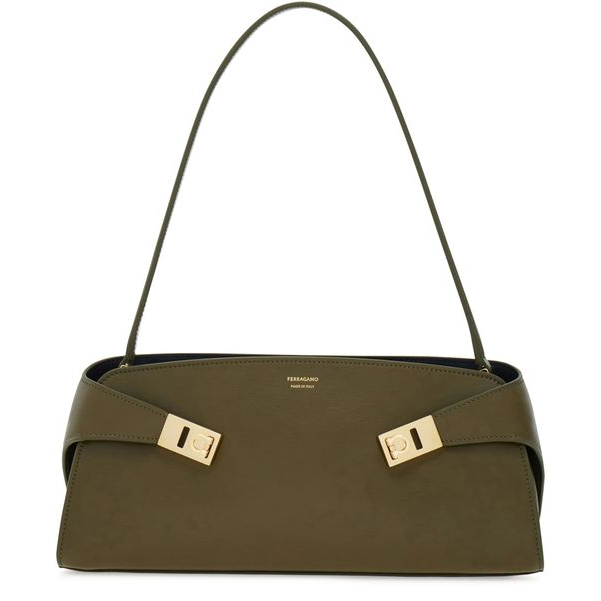 Ferragamo East-West Hug shoulder bag — New Olive