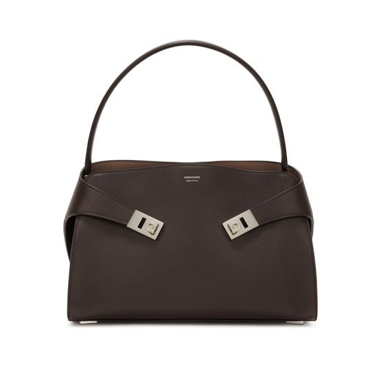 Ferragamo Hug shoulder bag (S) — Warm Taupe