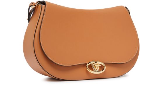 Valentino Ohval medium shoulder bag in Almond Beige — view 2