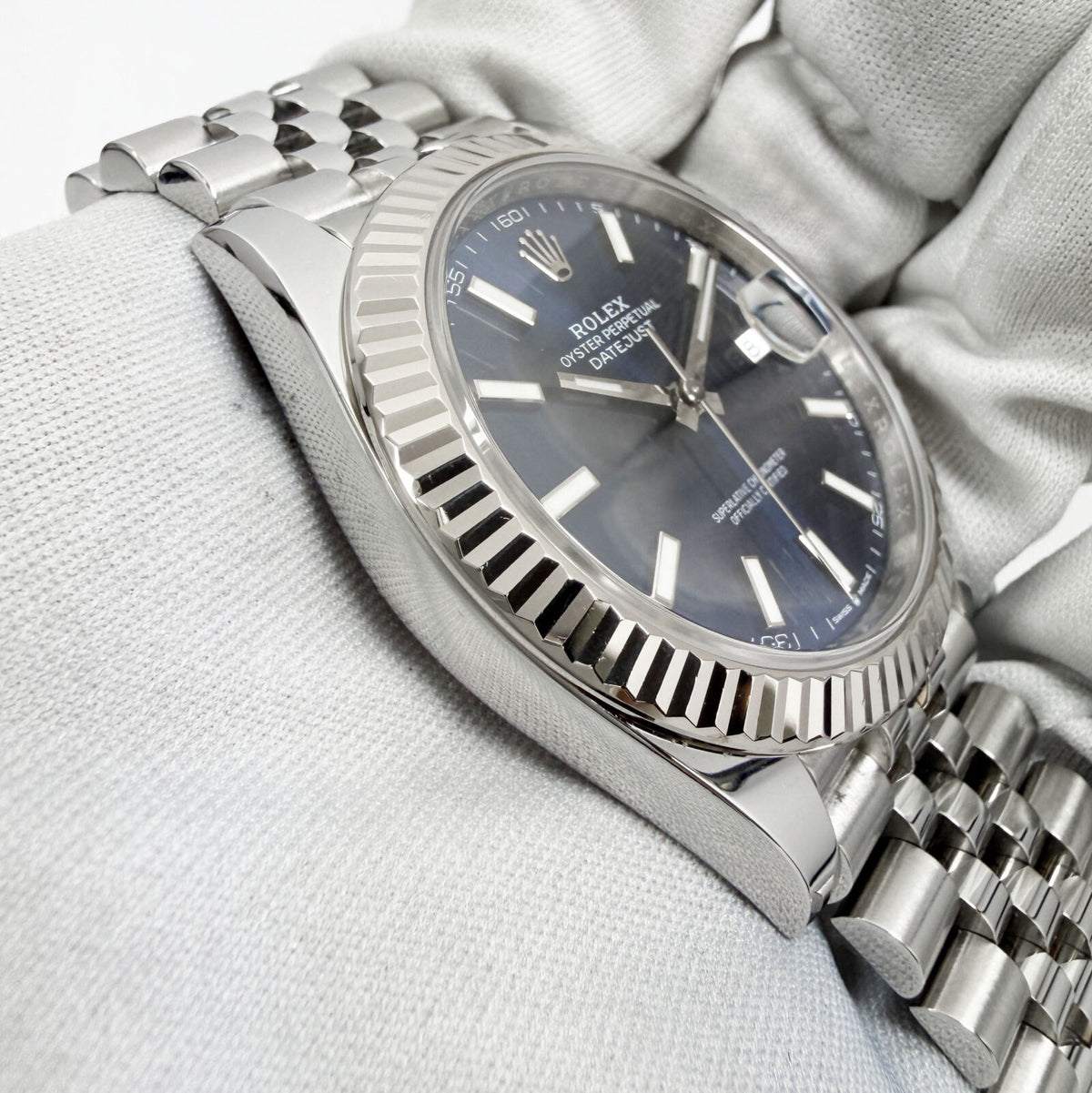 Rolex Datejust Blue Dial Fluted Bezel Jubilee Bracelet, view 1