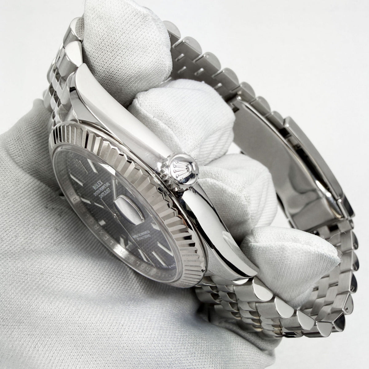 Rolex Datejust Blue Dial Fluted Bezel Jubilee Bracelet, view 2