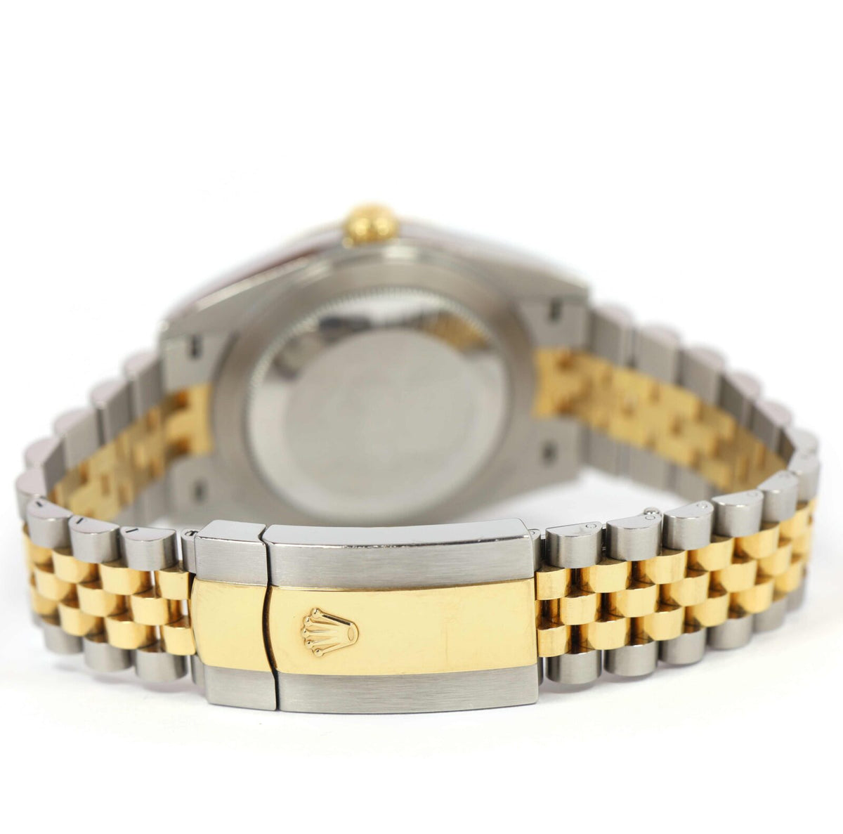 Rolex Datejust White Dial Two-Tone Jubilee Bracelet, closed clasp and caseback