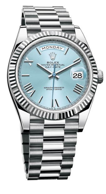 Rolex Day-Date 228236-0012 Ice Blue Roman Dial President Bracelet, view 1