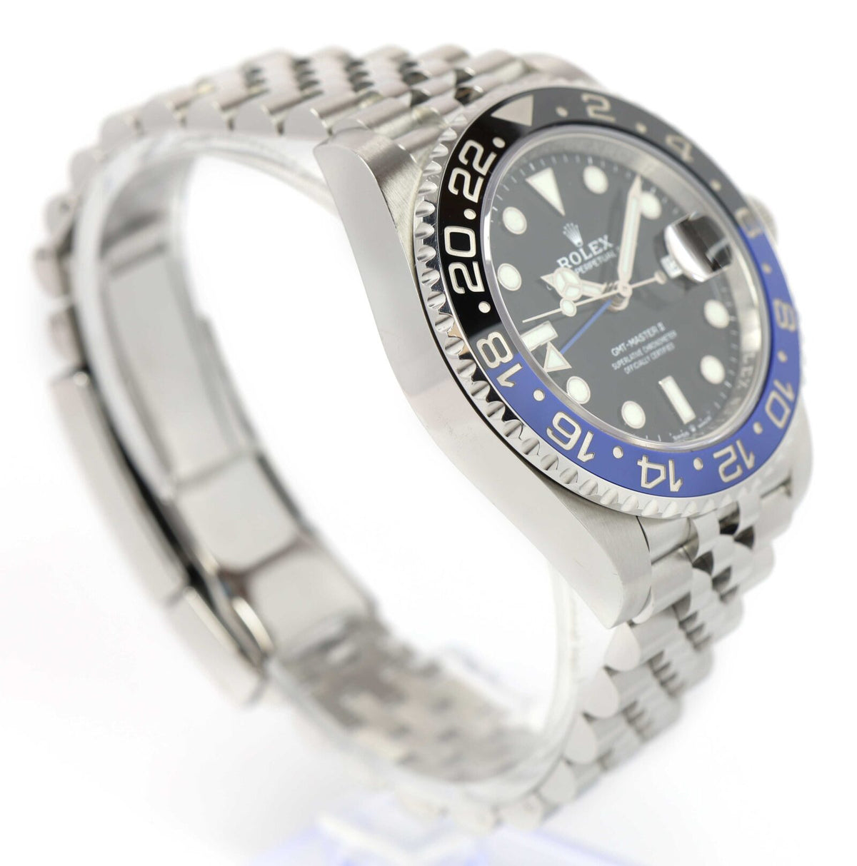 Rolex GMT-Master II Black Dial Blue Black Bezel Jubilee Bracelet, view 2