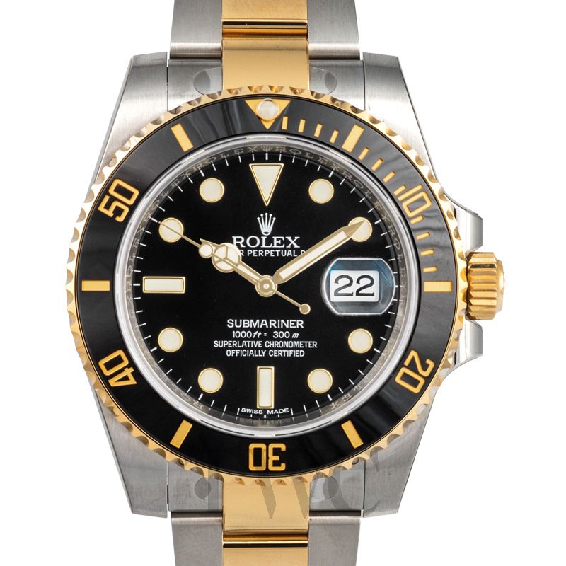 Rolex Submariner Black Dial Two-Tone Oyster Bracelet, view 1