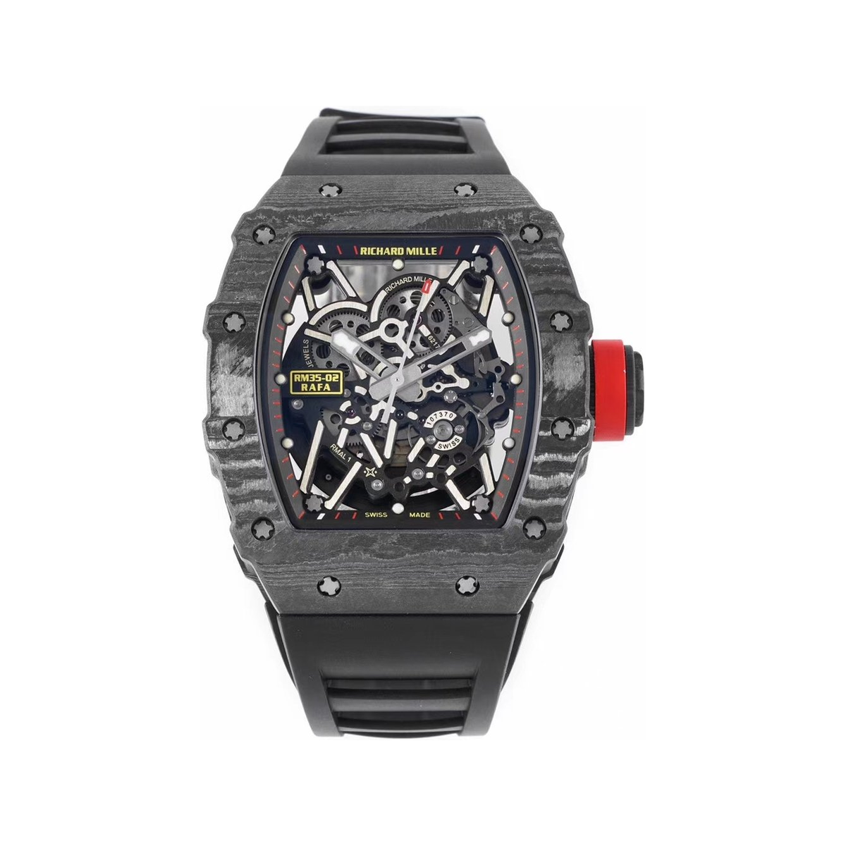 Replica watch internal catalogue — Richard Mille design ref. RM35-02 (unverified), view 01. Original white-background watch photograph, centered square canvas; visible source pixels, original soft shadow and source crop retained without redraw.