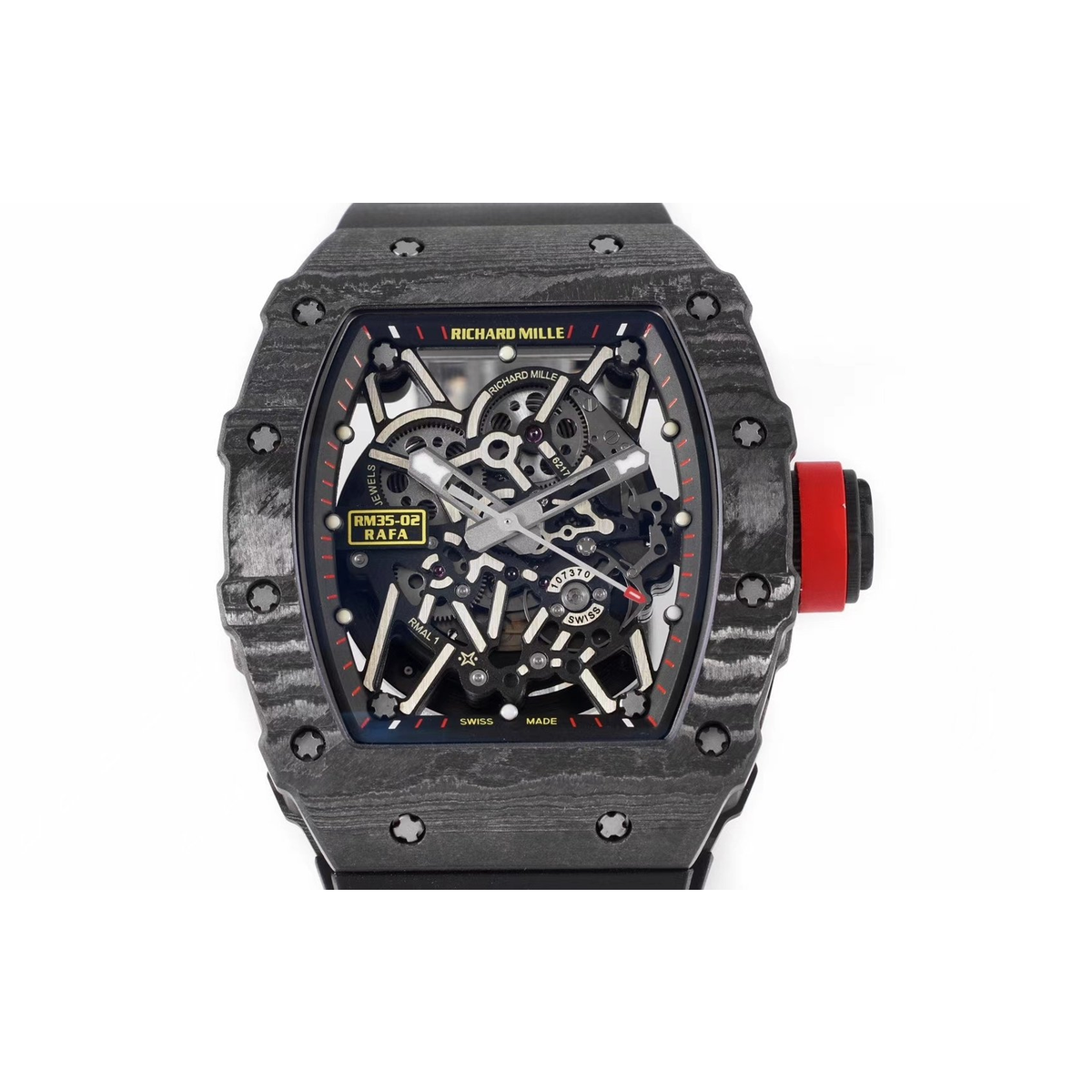 Replica watch internal catalogue — Richard Mille design ref. RM35-02 (unverified), view 02. Original white-background watch photograph, centered square canvas; visible source pixels, original soft shadow and source crop retained without redraw.