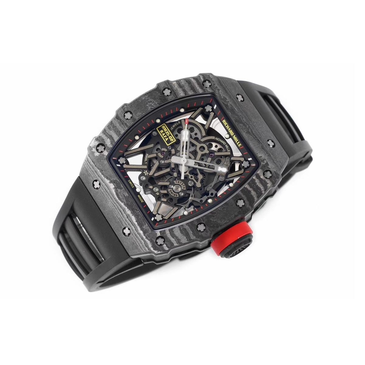 Replica watch internal catalogue — Richard Mille design ref. RM35-02 (unverified), view 04. Original white-background watch photograph, centered square canvas; visible source pixels, original soft shadow and source crop retained without redraw.